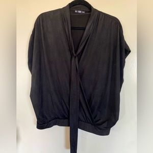 Zara faux wrap black shirt with neck tie- Size L